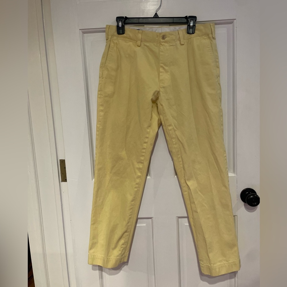 Pale yellow Polo Ralph Lauren chinos for men, size 34x30. Slim fit.